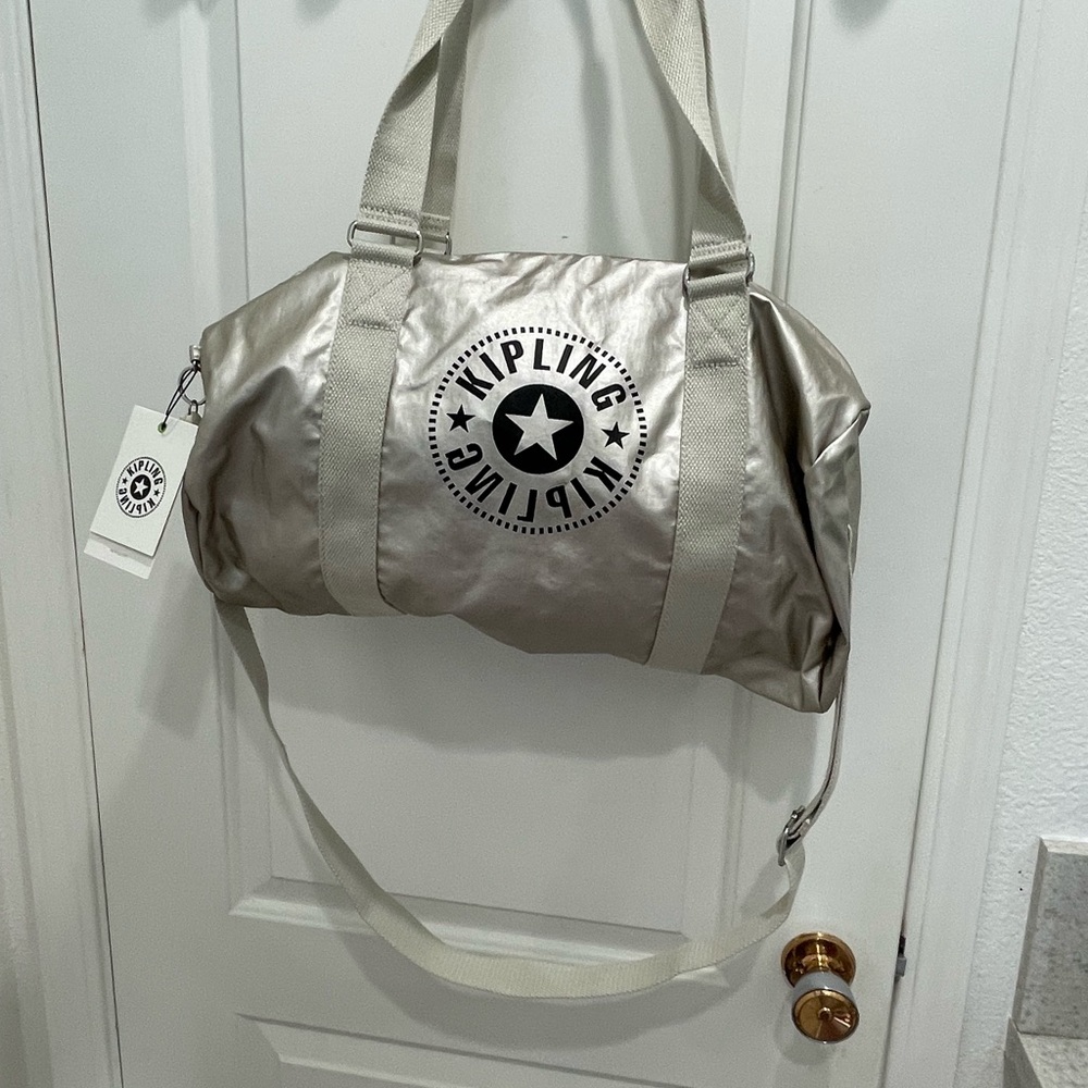 NWT Gold Kipling Duffel Bag.